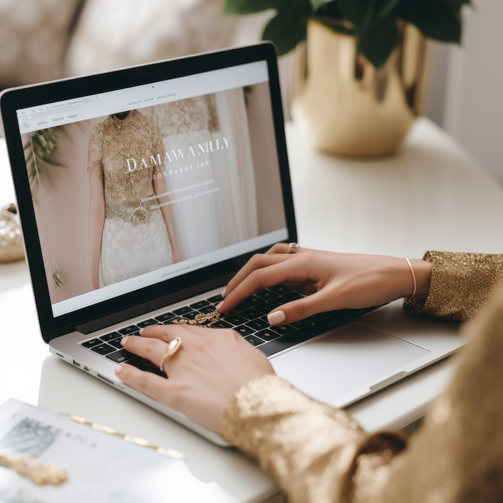 Woman on computer building website for digital marketing.